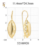 Pendientes de gancho de alambre en Oro 14K, colores de baño de oro rosa.