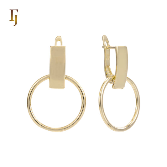 Aretes colgantes de alambre circular en Oro 14K, colores baño de oro rosa
