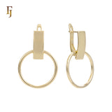 Aretes colgantes de alambre circular en Oro 14K, colores baño de oro rosa