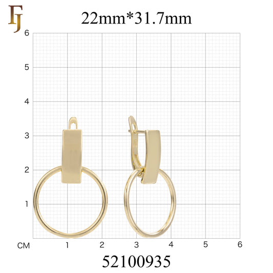 Aretes colgantes de alambre circular en Oro 14K, colores baño de oro rosa