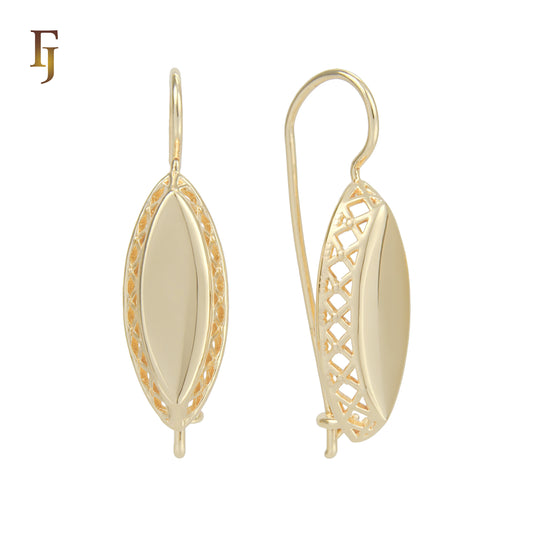 Pendientes de gancho de alambre en Oro 14K, colores de baño de oro rosa.