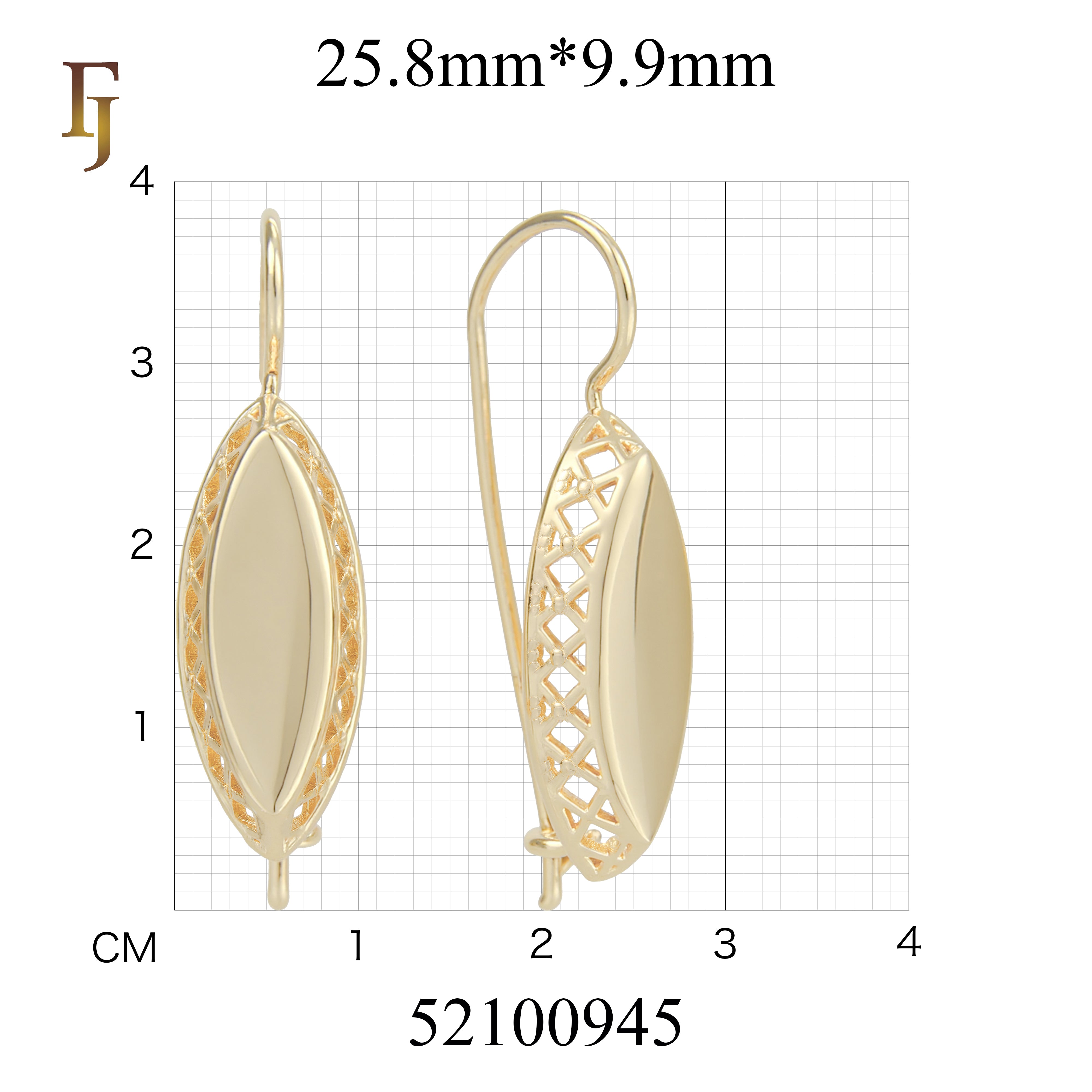 Pendientes de gancho de alambre en Oro 14K, colores de baño de oro rosa.