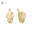 Danving leaves leaf textured 14K Gold, Rose Gold, two tone Russian Lock Earrings