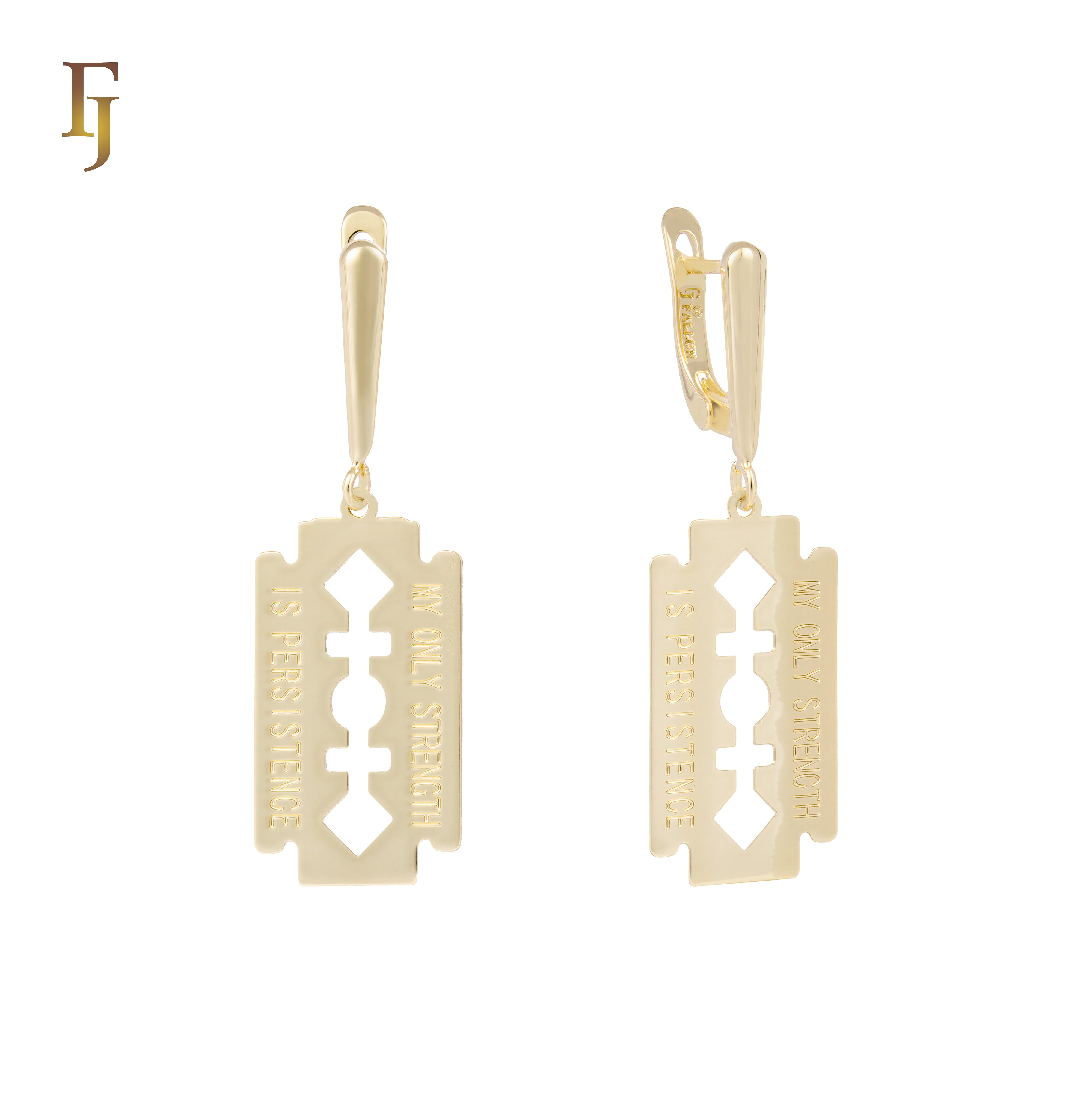 Pendientes Hojas de Afeitar en Oro de 14K, baño de Oro Rosa colores