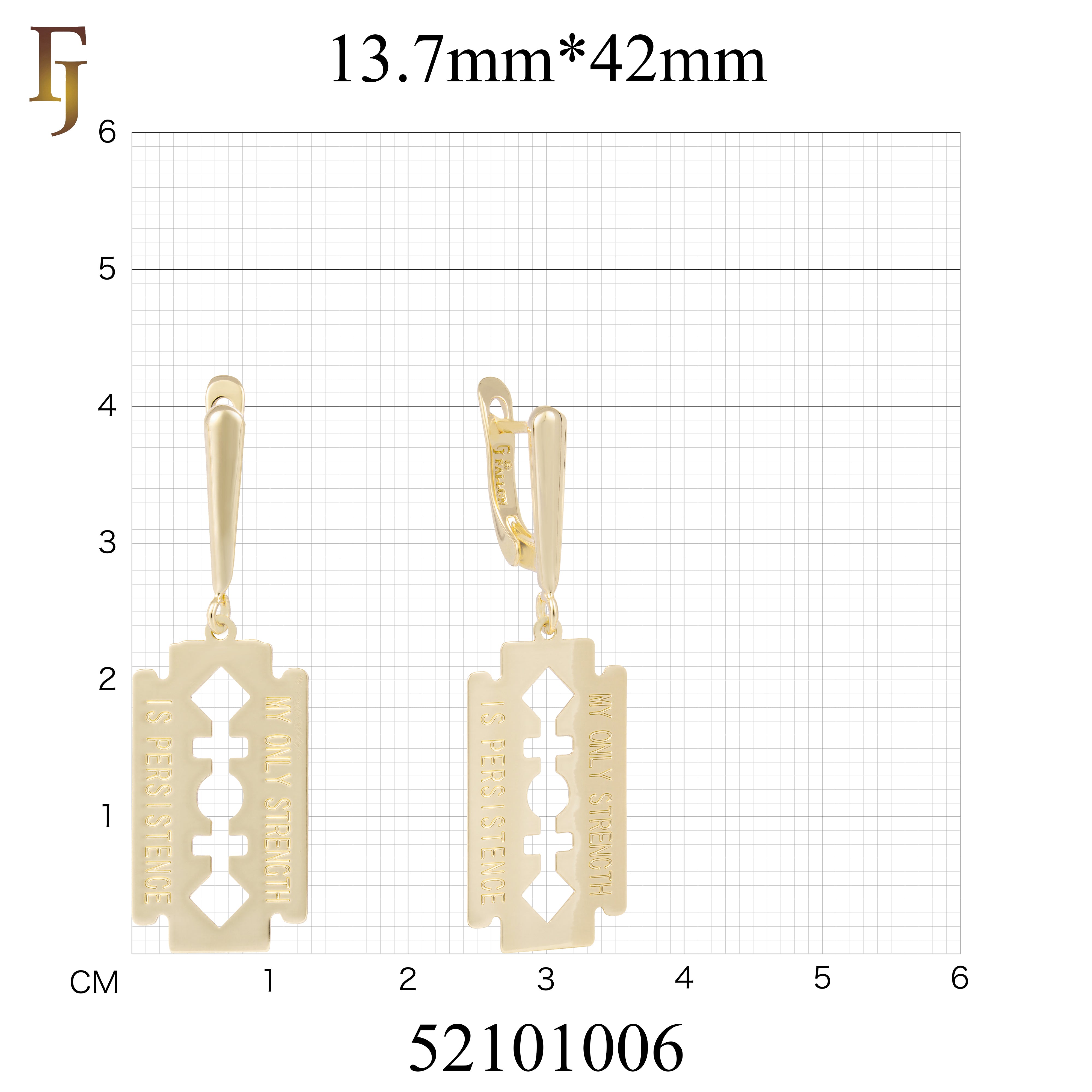 Pendientes Hojas de Afeitar en Oro de 14K, baño de Oro Rosa colores