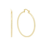 Pendientes de aro de oro de 14 quilates con textura y cuerda ancha