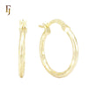 Textured Bamboo-Style Oval Hoop Earrings 14K Gold Plated Hypoallergenic Tarnish Resistant Jewelry FJ Fallon Jewelry