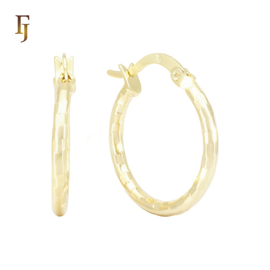 Textured Bamboo-Style Oval Hoop Earrings 14K Gold Plated Hypoallergenic Tarnish Resistant Jewelry FJ Fallon Jewelry