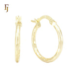 Textured Bamboo-Style Oval Hoop Earrings 14K Gold Plated Hypoallergenic Tarnish Resistant Jewelry FJ Fallon Jewelry