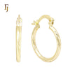 Textured Rounded tube glossy 14K Gold Hoop Earrings