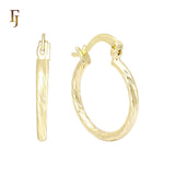 Textured Rounded tube glossy 14K Gold Hoop Earrings
