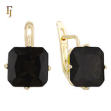 El tesoro de Ashlee: aretes de oro rosa de 14 quilates con circonitas cúbicas de colores y corte esmeralda en solitario.