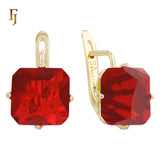 El tesoro de Ashlee: aretes de oro rosa de 14 quilates con circonitas cúbicas de colores y corte esmeralda en solitario.