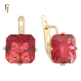 El tesoro de Ashlee: aretes de oro rosa de 14 quilates con circonitas cúbicas de colores y corte esmeralda en solitario.