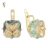 El tesoro de Ashlee: aretes de oro rosa de 14 quilates con circonitas cúbicas de colores y corte esmeralda en solitario.