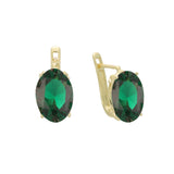 Aretes solitarios grandes con piedra ovalada en colores baño de Oro 14K, Oro Rosa, Oro Blanco