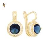 .Halo aretes de circonitas coloridas chapados en oro de 14K, oro rosa