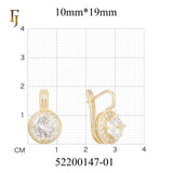 .Halo aretes de circonitas coloridas chapados en oro de 14K, oro rosa