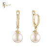 Brincos Solitaire Pearl Drop em ouro rosa e ouro 14K
