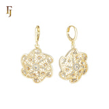 Huggie Snow flake white CZs 14K Gold drop Huggie Earrings