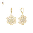 Radioactive Snow flake white CZs 14K Gold drop Huggie Earrings