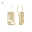 Pendientes gancho alambre mariposa ondas rectangulares en Oro de 14K, colores baño de Oro Rosa