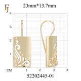 Pendientes gancho alambre mariposa ondas rectangulares en Oro de 14K, colores baño de Oro Rosa