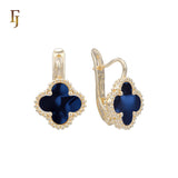 🔥 Rose Gold Russian Lock Earrings – Colorful Clover Enamel with Beaded Frame | Classic Non-Tarnish Jewelry by FJ