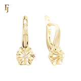 Flower Leverback Drop Russian Lock Earrings 14K Gold Plated Hypoallergenic Tarnish Resistant Eco-Friendly Jewelry FJ Fallon Jewelry