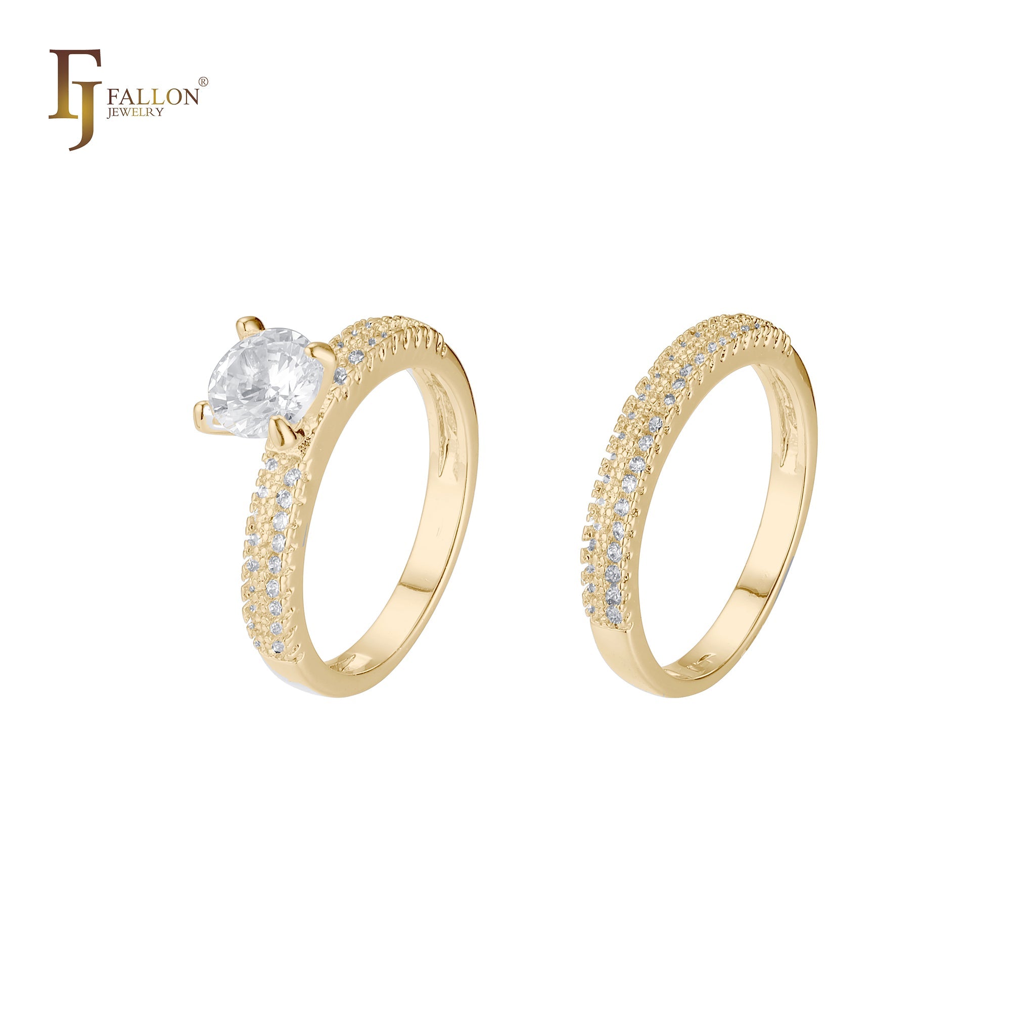 Anillos apilables de oro blanco de 14 quilates con circonitas blancas