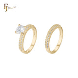 Anillos apilables de oro blanco de 14 quilates con circonitas blancas