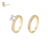 Anillos apilables de oro blanco de 14 quilates con circonitas blancas