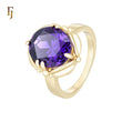 Wide Purple Solitaire Stone 14K Gold Fashion Rings