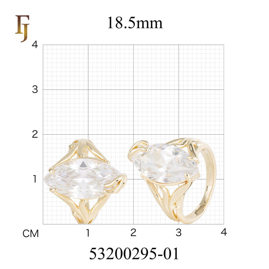 Anillos de Oro 14K con diseño de solitario y piedra marquesa.