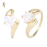 Anillos Solitario diseño triángulo piedra en colores baño Oro 18K, Oro Blanco, Oro 14K, Oro Rosa