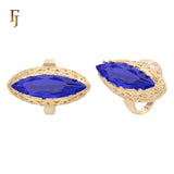 .Trend Luxurious Horse Eye Marquise Solitaire CZ 585 Oro rosa, anillos de oro de 14 quilates