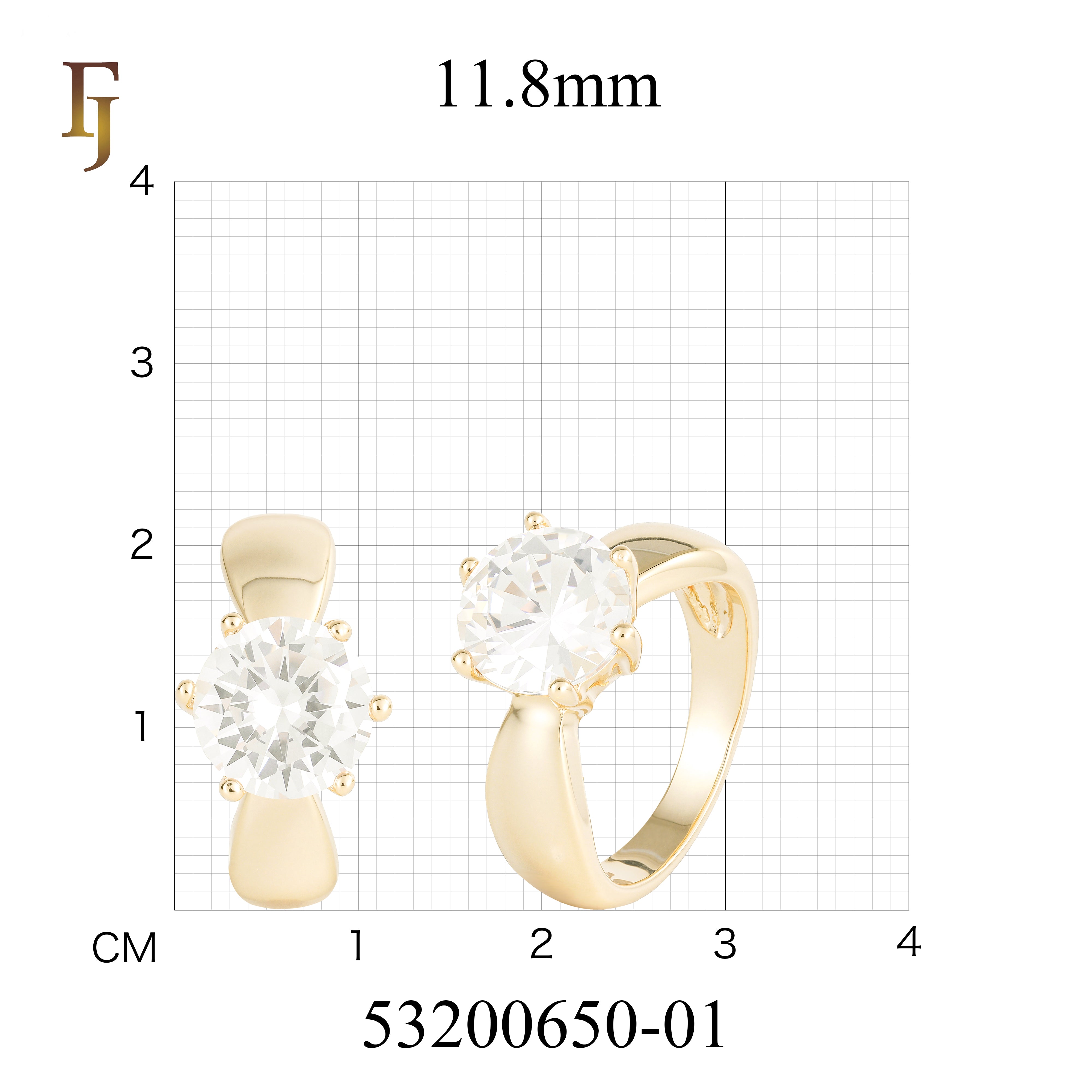 Anillos anchos Solitario piedra redonda grande diseño liso en Oro de 18K, baño de Oro de 14K colores