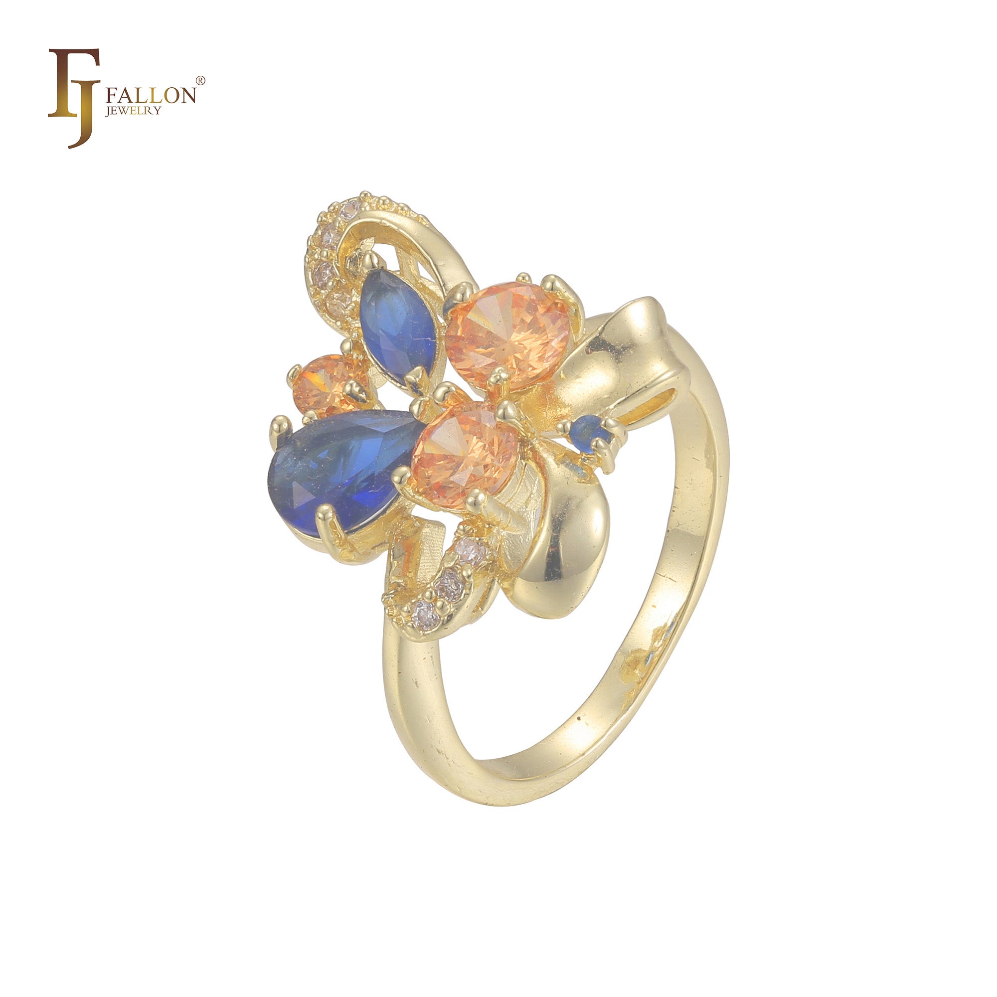 Luxuri?se modische Ringe aus 14-kar?tigem Gold, Ros¨¦gold und 18-kar?tigem Gold mit Bl?tter-Pav¨¦ in Wei?