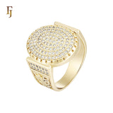Oval Pave Cubic Zirconia Statement Ring 14K Gold Plated Hypoallergenic Tarnish Resistant Jewelry FJ Fallon Jewelry