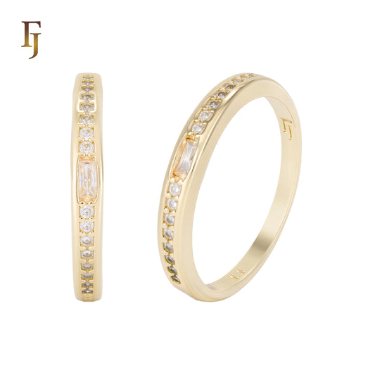 Solitario Alianzas de Boda en Oro Blanco, Oro 14K, Baño en Oro Rosa colores