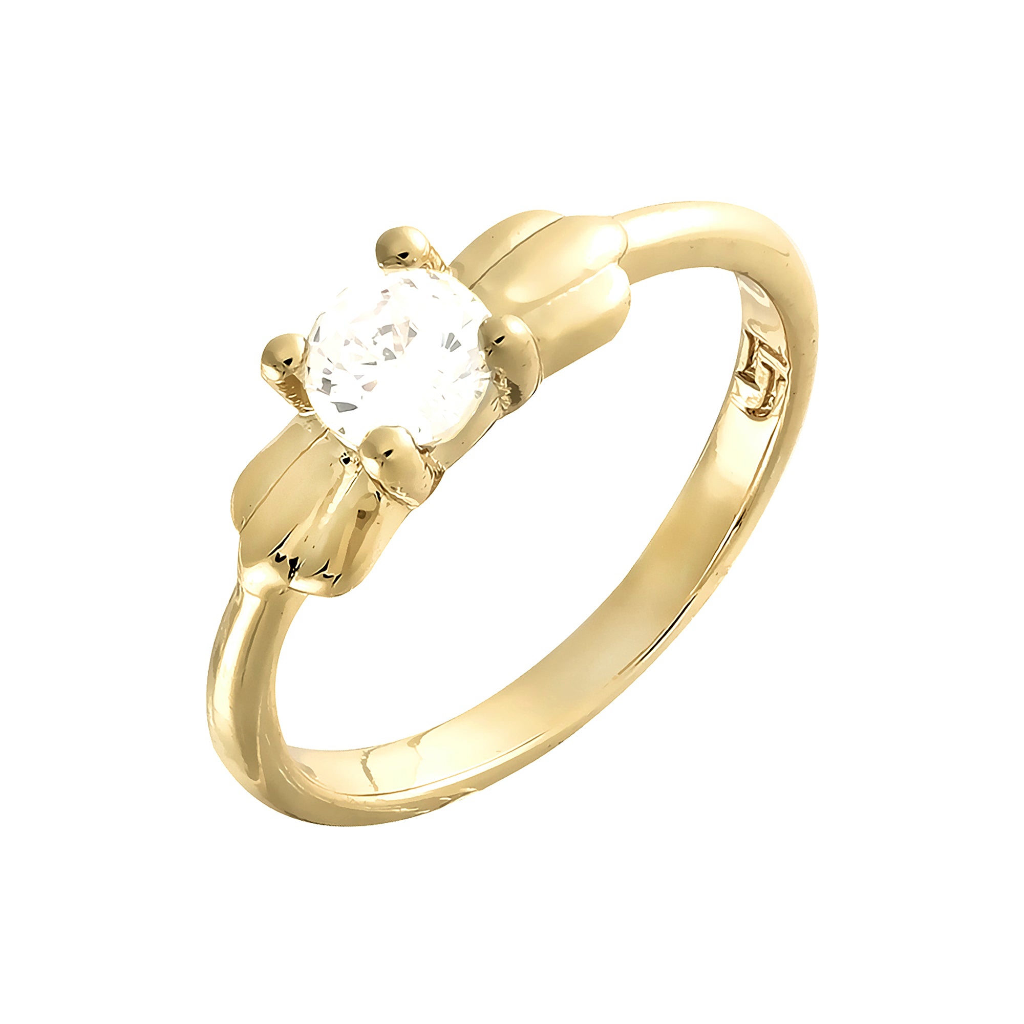ソリティア ホワイト CZ 14K ゴールド リング