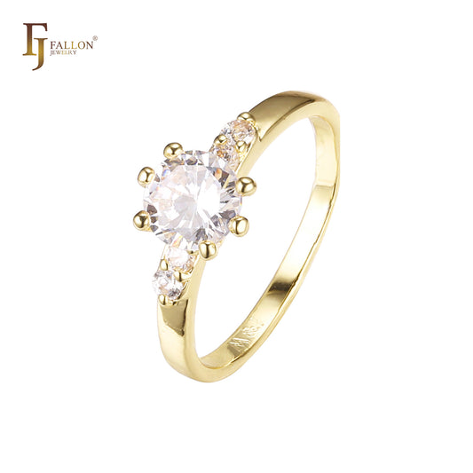Solitario cara dos anillos de oro blanco cz 14K