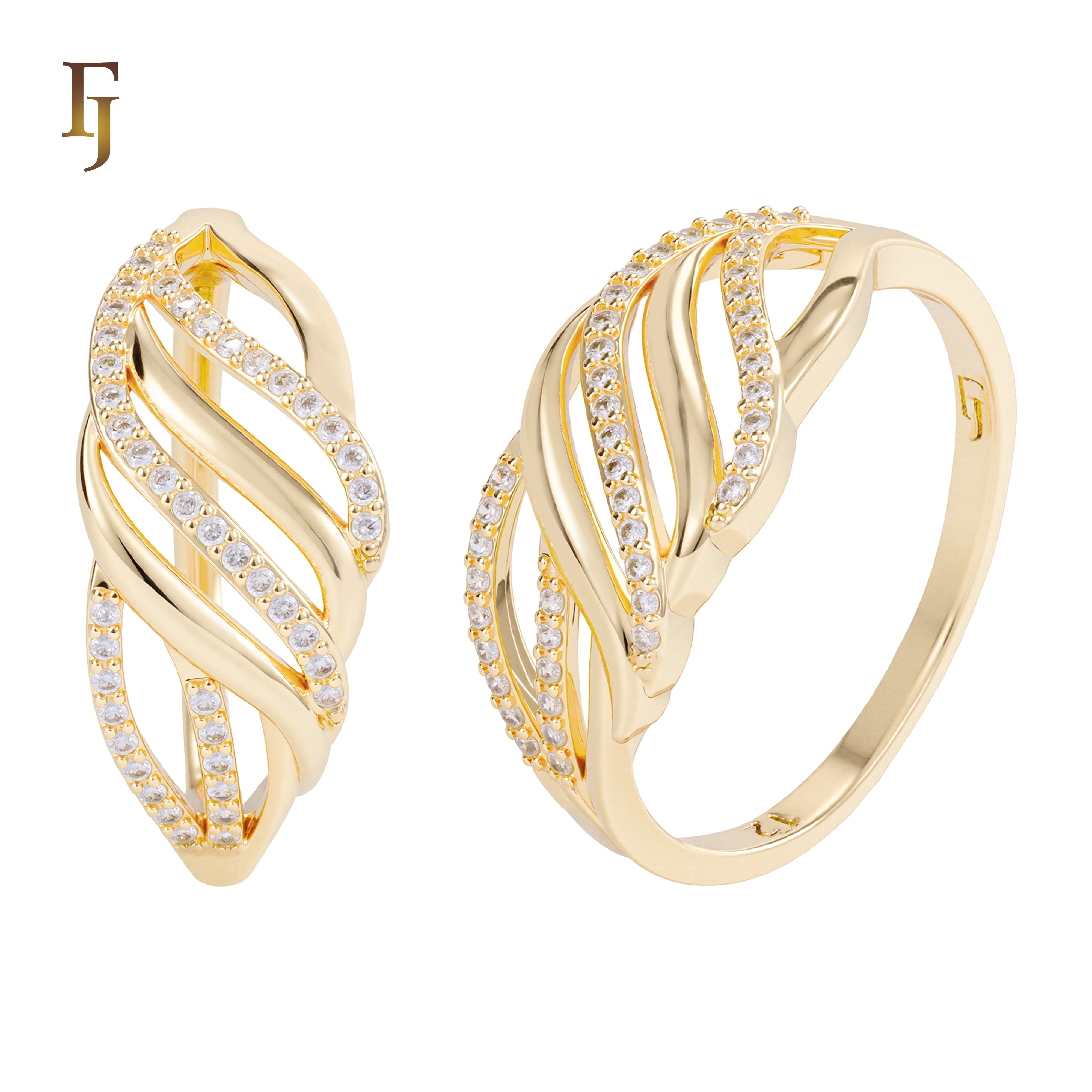 .Anillos de moda en oro de 14 quilates, colores chapados en oro rosa.