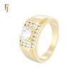 Paved Halo squared signet of white CZs cluster 14K Gold Fashion Rings