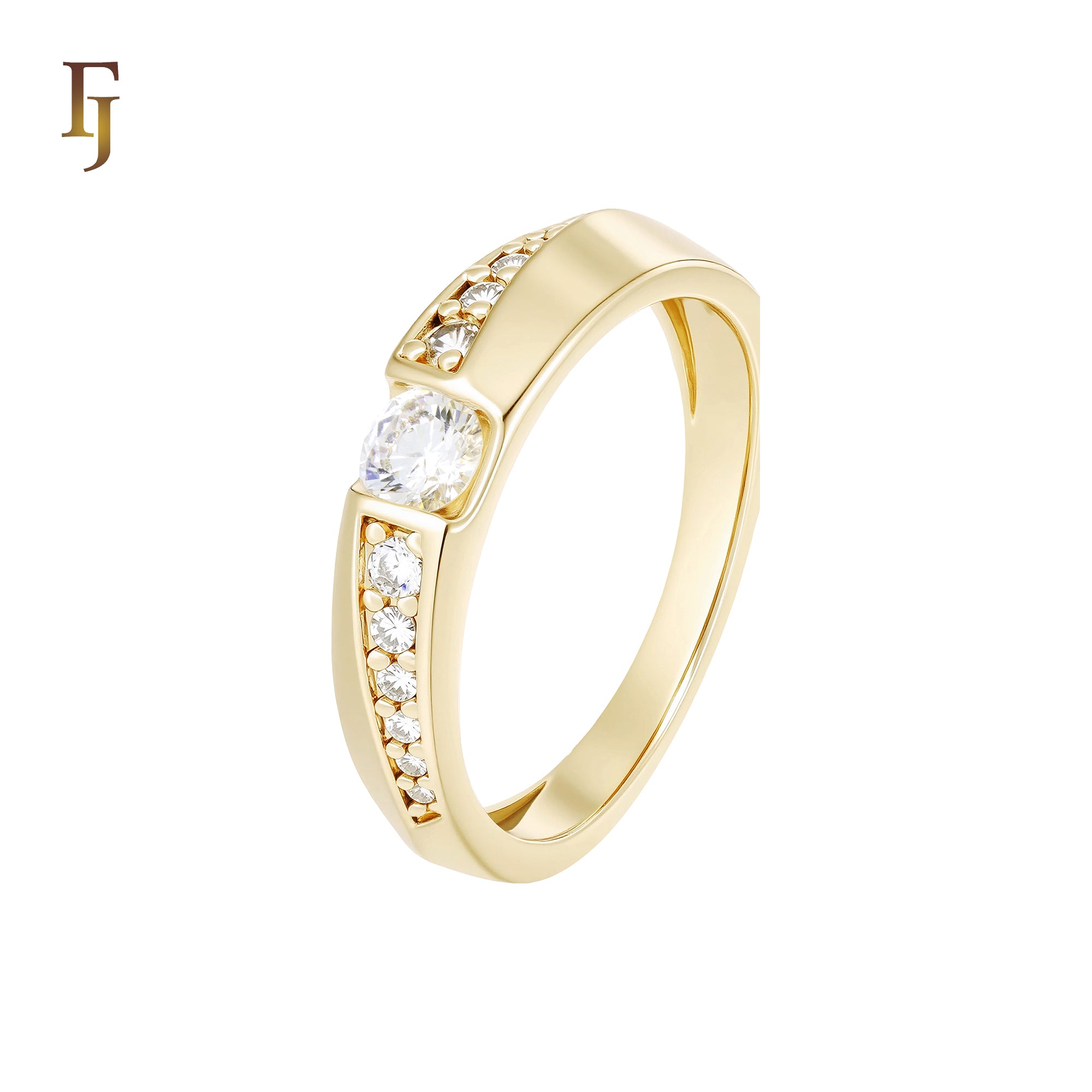 Cubic Zirconia Solitaire Band Ring 14K Gold and Rose Gold Plated Hypoallergenic Tarnish Resistant Jewelry FJ Fallon Jewelry