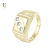 Triple slash white CZs 14K Gold Men's Rings
