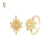 Cluster thousand flowers of white CZs 14K Gold Fashion Rings