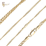 Correntes de elo duplo cubano ouro 14K, ouro 18K, ouro branco