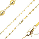 Correntes de contas de elo de cabo banhadas em ouro branco, ouro 14K, ouro rosa, dois tons