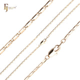 Glossy Solid snail link chains plated in 14K Gold, Rose Gold, two tone, 18K Gold, White Gold